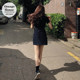 Summer Korean version of the new casual French retro waist knitted short-sleeved dress girl small A-line skirt