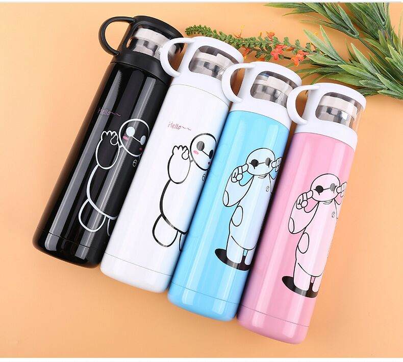 Phim hoạt hình thiếu nhi cốc nữ sinh viên nam đôi công suất lớn thép không gỉ xách tay dễ thương logo tùy chỉnh cốc nước - Tách bình giữ nhiệt cao cấp