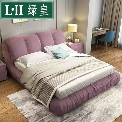 Nordic fabric bed soft bag bed detachable and washable Simple modern master bedroom small apartment double bed 1 8 meters 1 5 net red bed