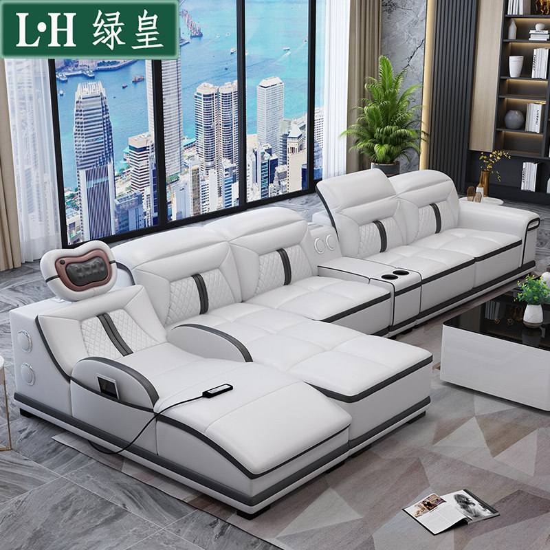 Large Terrace Number Massage Real Leather Sofa Composition Living Room Head Layer Cow Leather 1 2 Expensive Villa Upscale Atmospheric Cortical Sofa