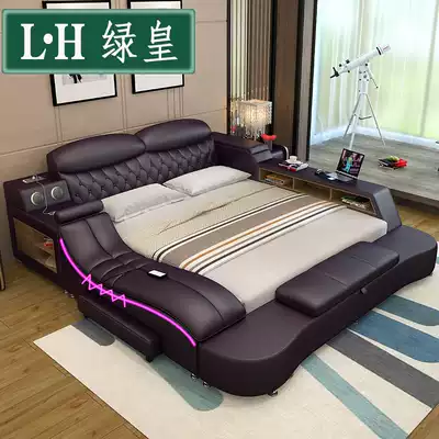 Tatami bed double bed 2 m 2 2 m 2 4 Master bedroom Japanese style modern minimalist widened bedroom leather bed