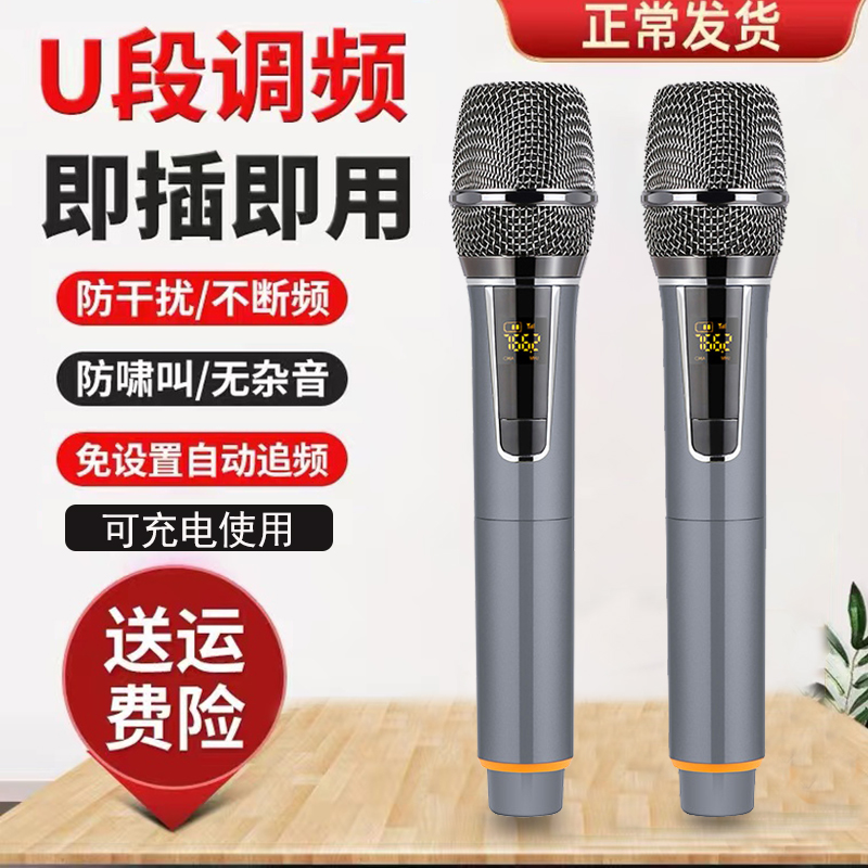 Wireless Microphone Versatile Universal One Drag Two U Segment Microphone Power Amplifier Special Family K Song Rechargeable with Receiver