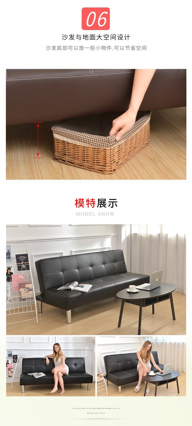 Căn hộ nhỏ đơn giản lười biếng ghế sofa vải có thể gập lại có thể ngả đôi văn phòng cafe PU da sofa giường - Ghế sô pha ghế nhựa sofa