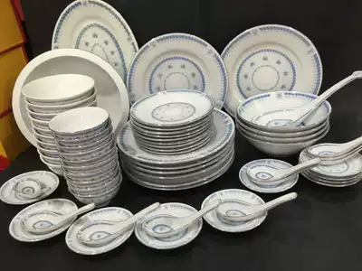 Liling porcelain--Qunli Porcelain Factory underglaze color 65 Tuanfeng flower tableware in the 1980s -- Brown Shuangfeng style