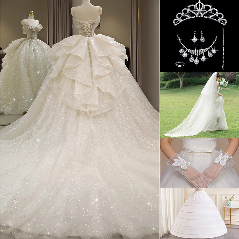  3XL+Tail tail wedding dress plus eight pieces   + $40.85 
