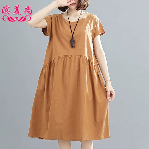 Платье, юбка, летняя одежда, приталенный корсет, с вышивкой, из хлопка и льна, коллекция 2021