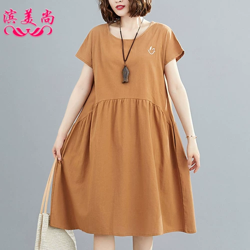 Платье, юбка, летняя одежда, приталенный корсет, с вышивкой, из хлопка и льна, коллекция 2021