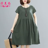 Платье, юбка, летняя одежда, приталенный корсет, с вышивкой, из хлопка и льна, коллекция 2021