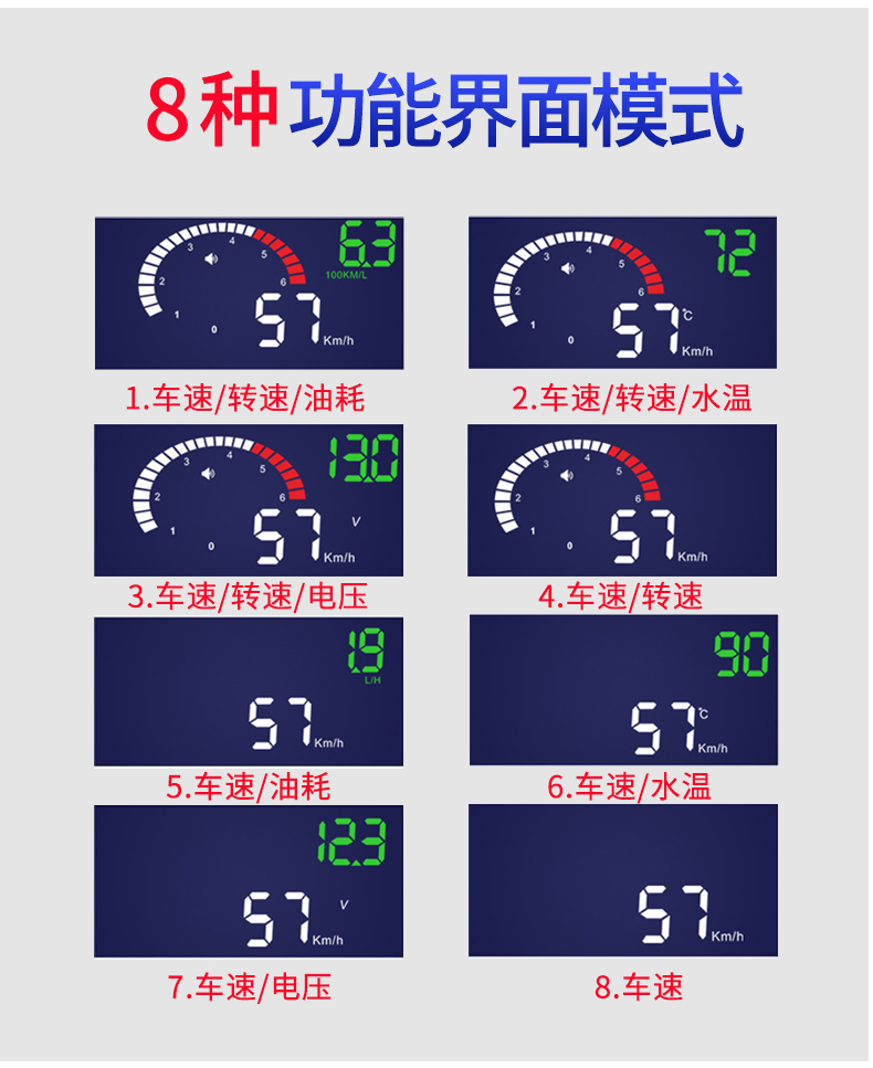 Hud xe đầu lên hiển thị tốc độ tiêu thụ nhiên liệu tốc độ phổ quát giao diện xe obd thông minh Máy chiếu HD X6 - Âm thanh xe hơi / Xe điện tử loa cánh cửa ô tô