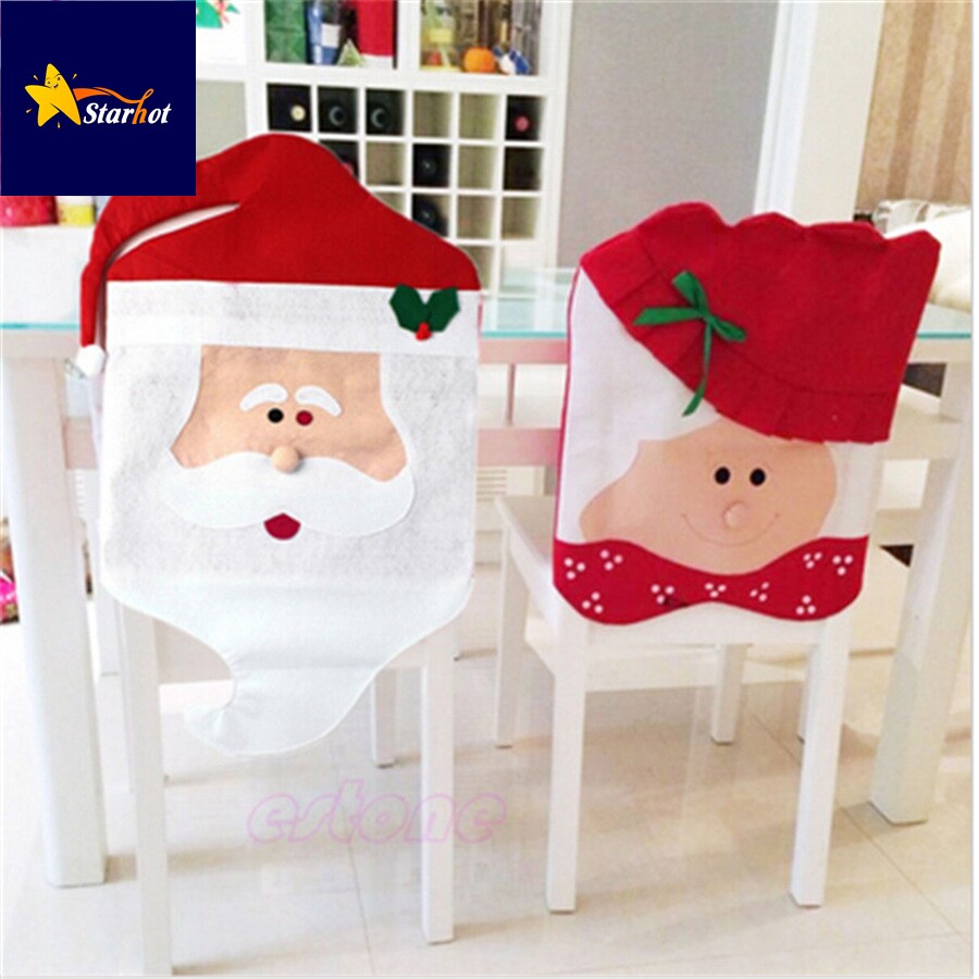 HOT Red Santa hat Christmas chair cover for home decoration