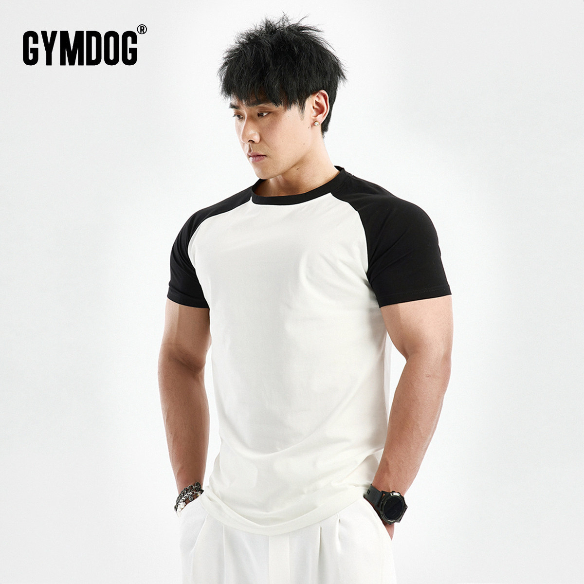 GYMDOG Tide Cards Collared Short Sleeve T-shirt Male Summer Leisure Sports Training Breathable Half Sleeves Tight Body Fitness Clothes