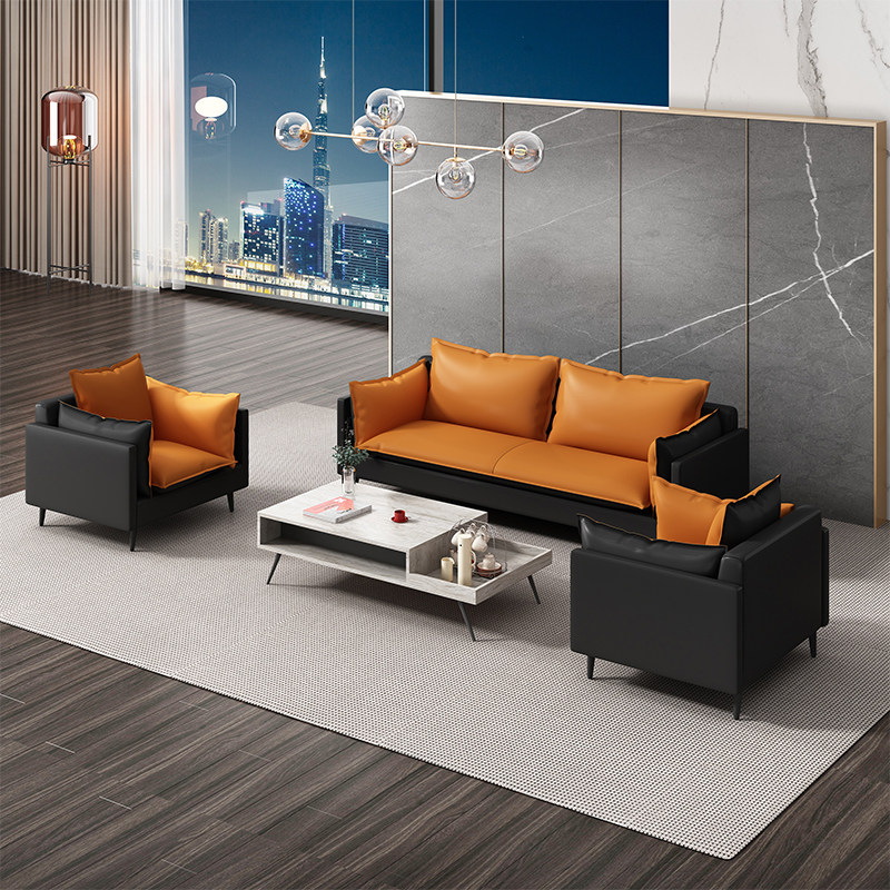 Business office sofa coffee table combination set shop reception room single-person negotiation three-seat sofa simple and modern