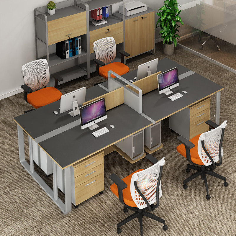 Office furniture staff table simple and modern 2 4 6 people staff table station screen office desk and chair combination