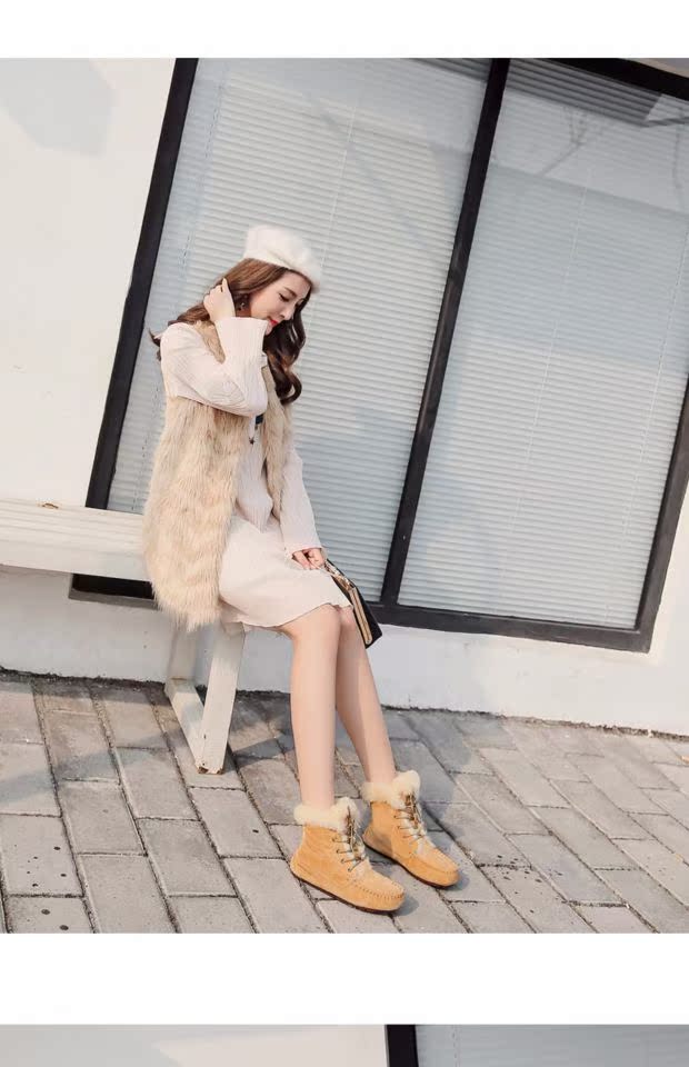 Giày cao gót nữ GOTOUGG mẫu giày nữ cộng với giày nhung cotton mùa thu và mùa đông lông cừu một đôi giày tuyết got®ugg giày thể thao nữ hàn quốc cao cổ