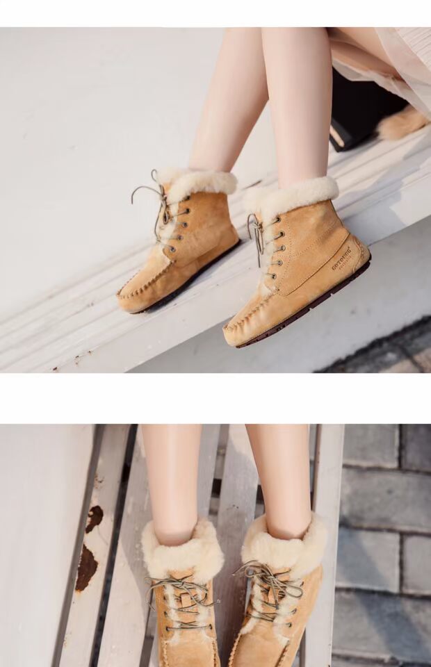 Giày cao gót nữ GOTOUGG mẫu giày nữ cộng với giày nhung cotton mùa thu và mùa đông lông cừu một đôi giày tuyết got®ugg giày thể thao nữ hàn quốc cao cổ