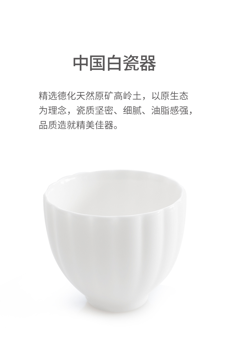Dehua white porcelain teacup household suet jade sample tea cup ceramic masters cup kung fu tea tea set small, single cup of tea