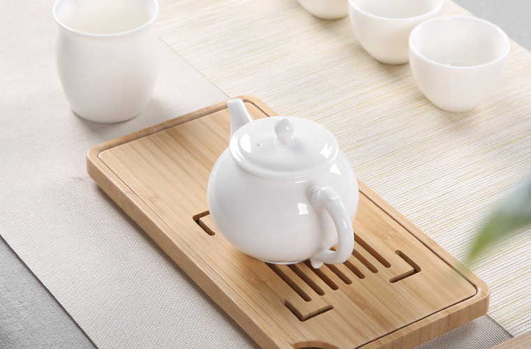 The professor dehua white porcelain teapot household contracted kung fu tea set ceramic single pot of suet jade mini tea