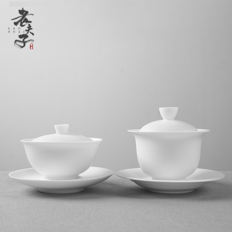 Dehua white porcelain only three tureen ceramic cups manual biscuit firing home the teapot tea bowl size kung fu tea set