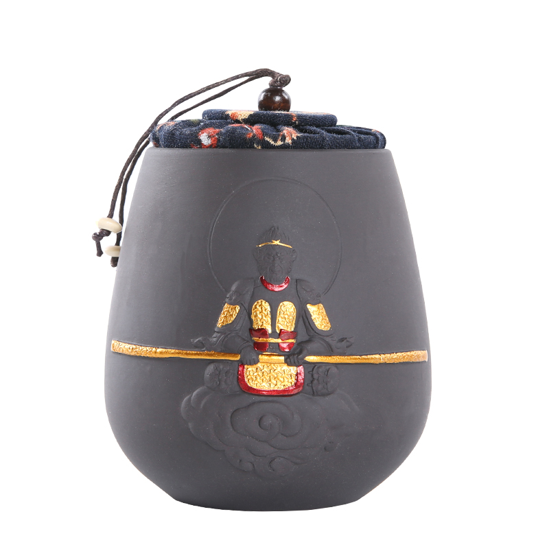 Sun wukong was creative ceramic violet arenaceous caddy fixings sealed tank storage POTS medium portable custom home to travel