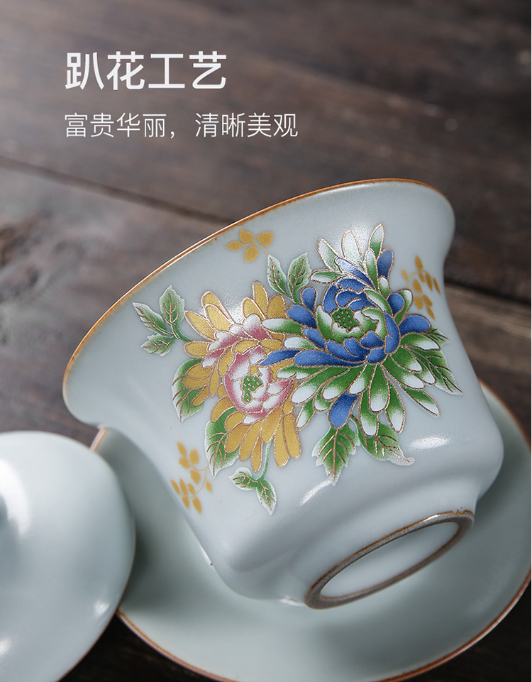 The professor steak spend three to tureen kung fu tea set ceramic tea cup manual household size hand grasp pot of tea bowl