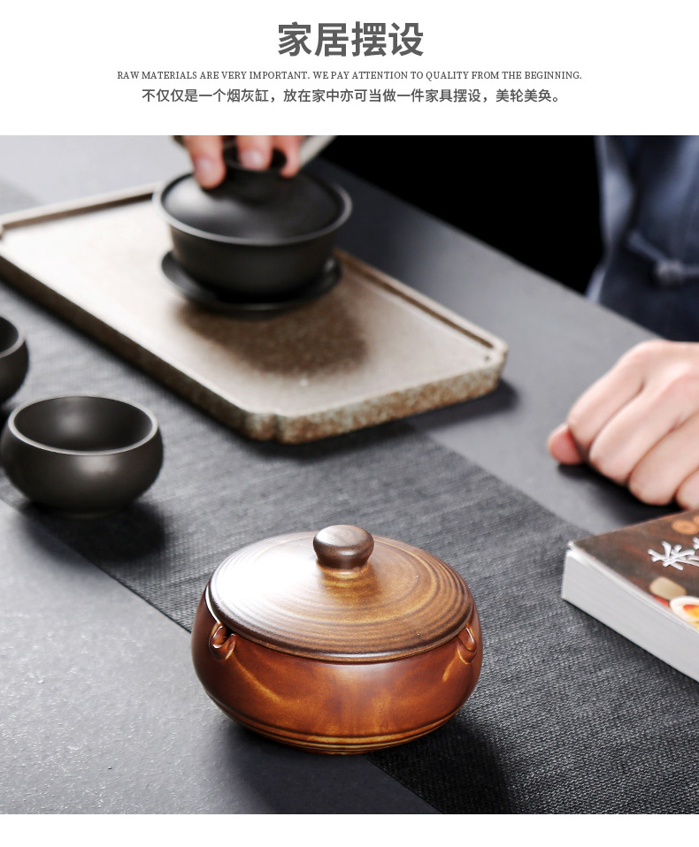 Creative size ashtray Chinese style restoring ancient ways move windproof ceramic ashtray home sitting room tea table office