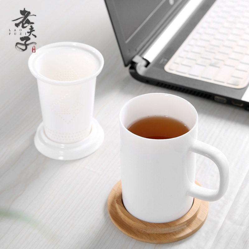 The professor dehua white porcelain tea cups with cover filter home office personal meeting glass ceramic mugs