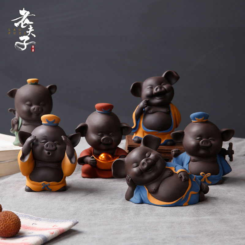 The professor sand texture ceramic tea pet furnishing articles can raise creative violet arenaceous pig kung fu tea tea accessories