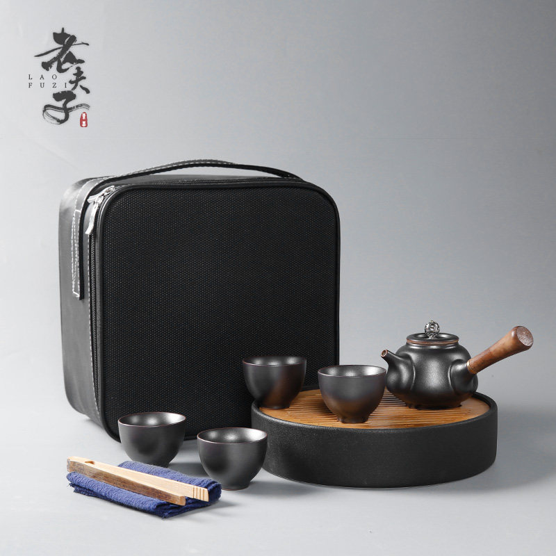 Travel Kung Fu tea set Portable bag type quick cup One pot Four cups Tea pot Tea cup Tea tray Outdoor car