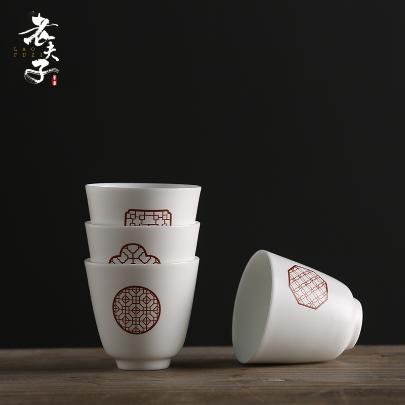 The professor fat white porcelain sample tea cup single glass ceramic kung fu tea cup bowl individuals with a cup of a complete set of The host