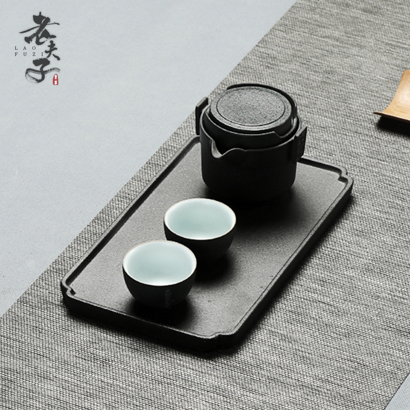 Coarse pottery tea tray monolayer dry plate water square contracted Japanese ceramic tea saucer dish kung fu tea accessories