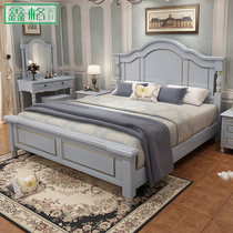 American light luxury solid wood bed 18 m double master bedroom 15 m single high box storage bed modern simple wedding bed