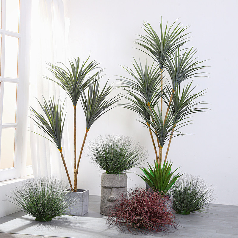 Nordic simulation tree building with large dragon blood tree potted tequila plant landing fake green plant decoration shop window Minjuku-Taobao