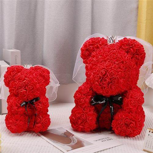 New Year's Valentine's Day gift flower shop Yonsei Flower Hug Bear PE Flower Foam Bear Wedding yarn Rose Bear-Taobao