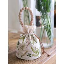 TAO3 handmade small fresh plant flower embroidery fabric bucket bag material bag cosmetics storage bag boudoir