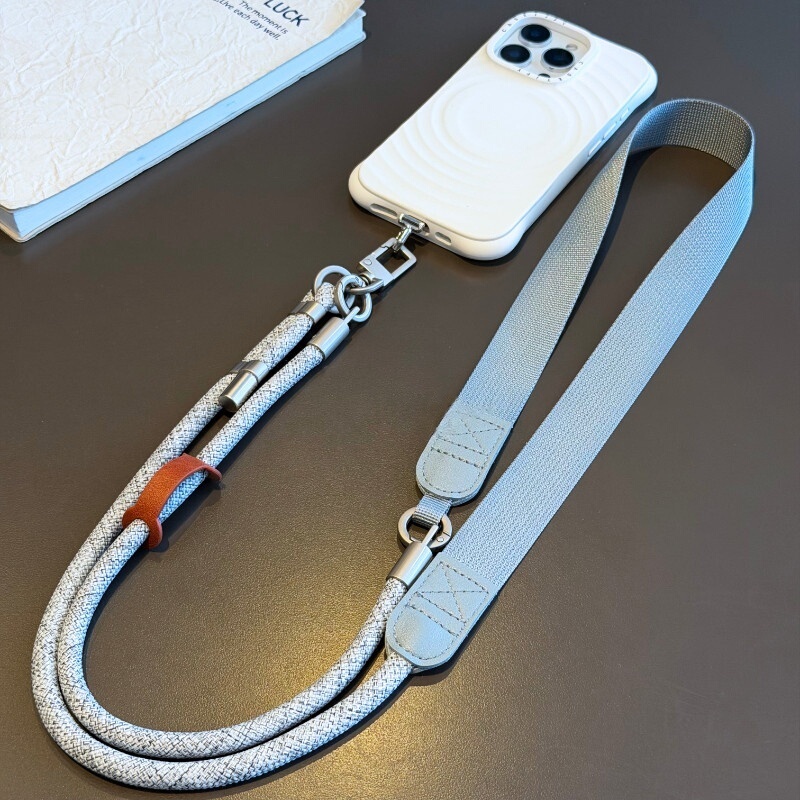 Crossbody Wide Phone Chain Lanyard, Long High-End Adjustable Neck Strap for Women, Anti-Loss Wrist Chain with Pad