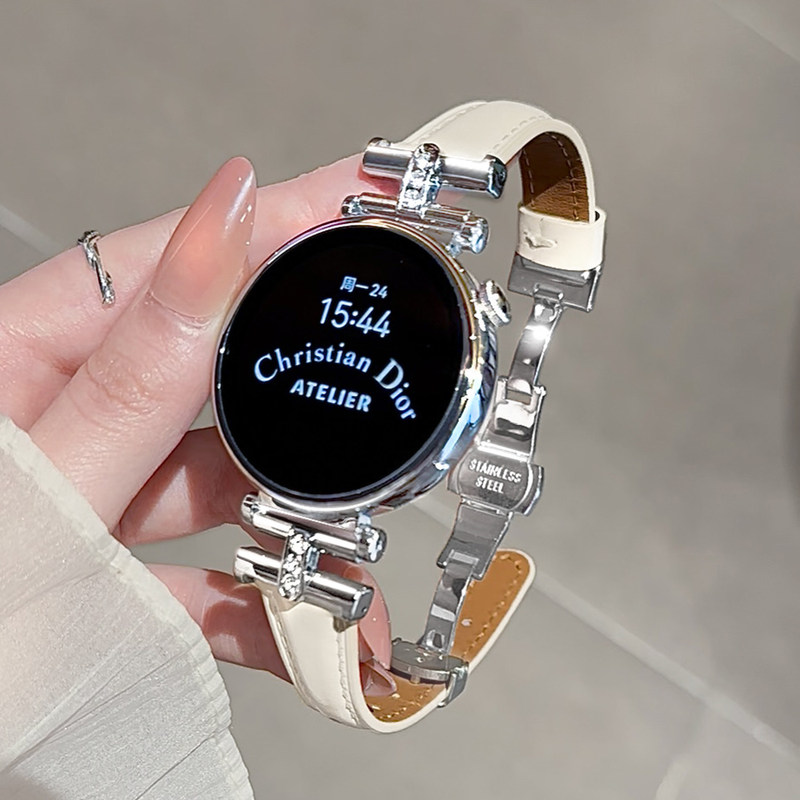 Suitable for Samsung Watch Watch9/8/7 Leather Diamond-Encrusted Strap Ultra Butterfly Buckle Bracelet Classic Bracelet Suitable for Samsung Watch Watch9/8/7 Leather Diamond-Encrusted Strap Ultra Butterfly Buckle Bracelet Classic Bracelet