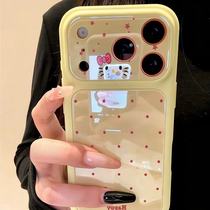 Suitable for Apple 17 Pro Max Phone Case, New 2026 Simple Polka Dot Cat Design, iPhone 16 Pro Max Full Coverage with Large Window, 15 High-End Feel, 14/13 Non-Collision Case, Cute Protective Cover for Air