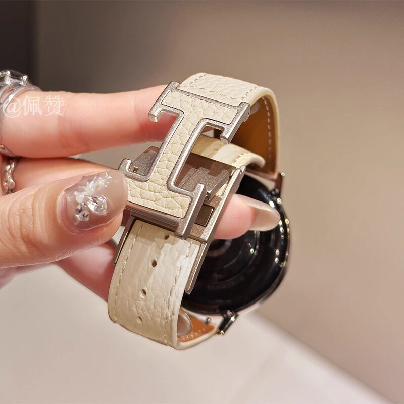 Suitable for Samsung Watches Galaxy Watch 9/8/7 Leather Lychee Pattern Strap Ultra Bracelet H Magnetic Watch Band Suitable for Samsung Watches Galaxy Watch 9/8/7 Leather Lychee Pattern Strap Ultra Bracelet H Magnetic Watch Band