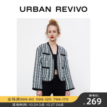 UR autumn and winter womens retro plaid contrast color loose short cardigan jacket WH02S1GE2000