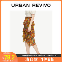 UR2021 Autumn new womens elegant contrast printing irregular skirt WH29S5AE2005