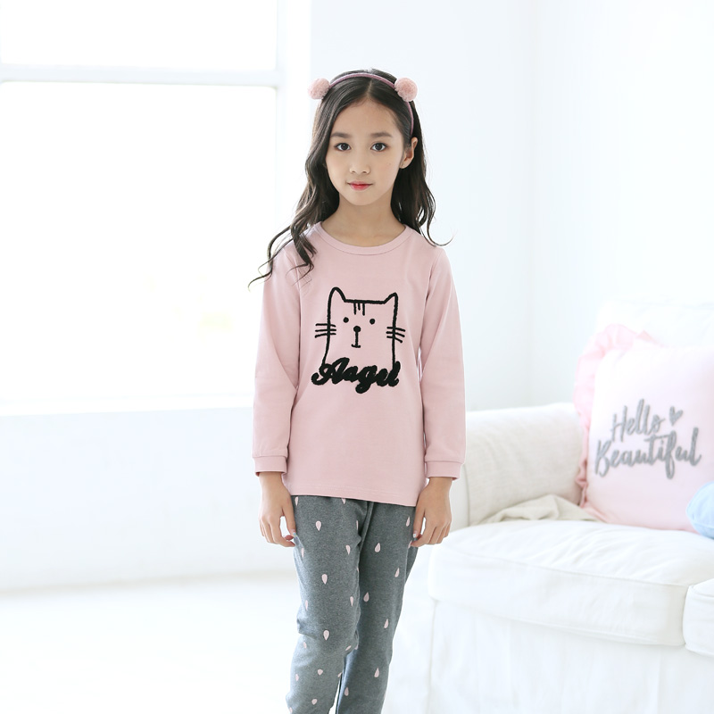 Children's underwear set 2019 new spring and autumn girls cotton autumn clothes sanitary pants large children's long-sleeved pajamas baby