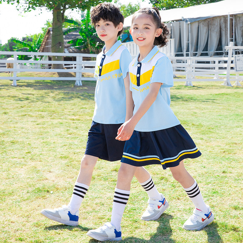 Elementary School Uniforms Summer Clothing Short Sleeve Suit Sportswear Class Clothing Kindergarten Garden Conserved Spring Summer Performance and Graduation Suit