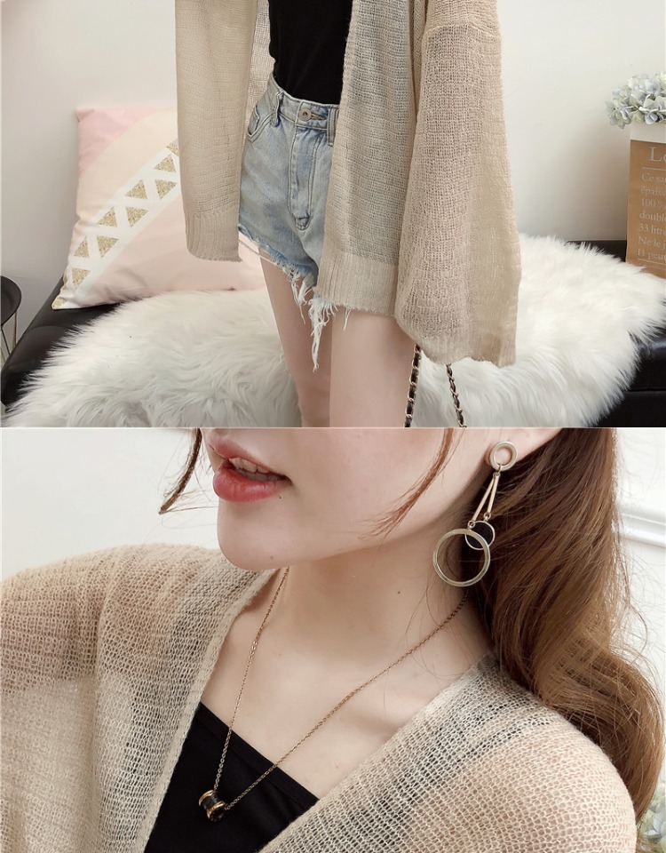 Áo len mỏng điều hòa không khí áo len openwork mùa hè nữ phiên bản Hàn Quốc của học sinh lỏng lẻo gió lười đoạn ngắn áo chống nắng áo cardigan