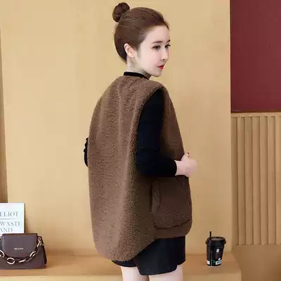 Lamb hair horse clip 2021 new leather wool one waistcoat waistcoat Korean winter coat thickened