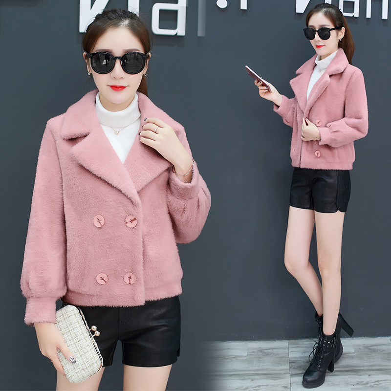 2021 autumn and winter New Korean version of thick plush coat imitation gold mink velvet coat coat women's short sweater