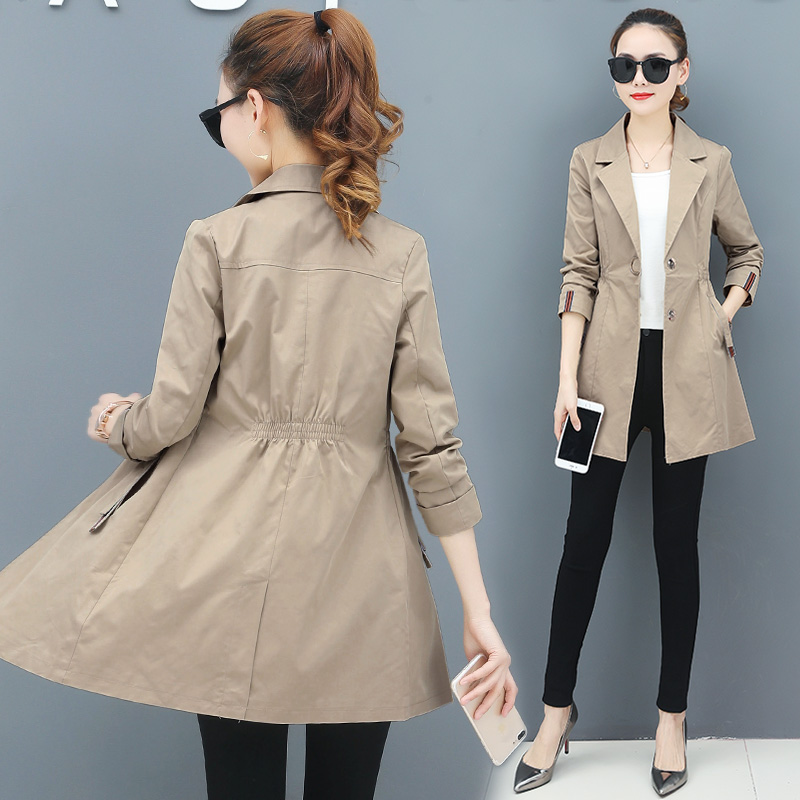 Spring in the middle of a long version of the jacket Women's spring and autumn slim fit 2022 Spring loaded with new women's Korean version loose 100 for the spring lady