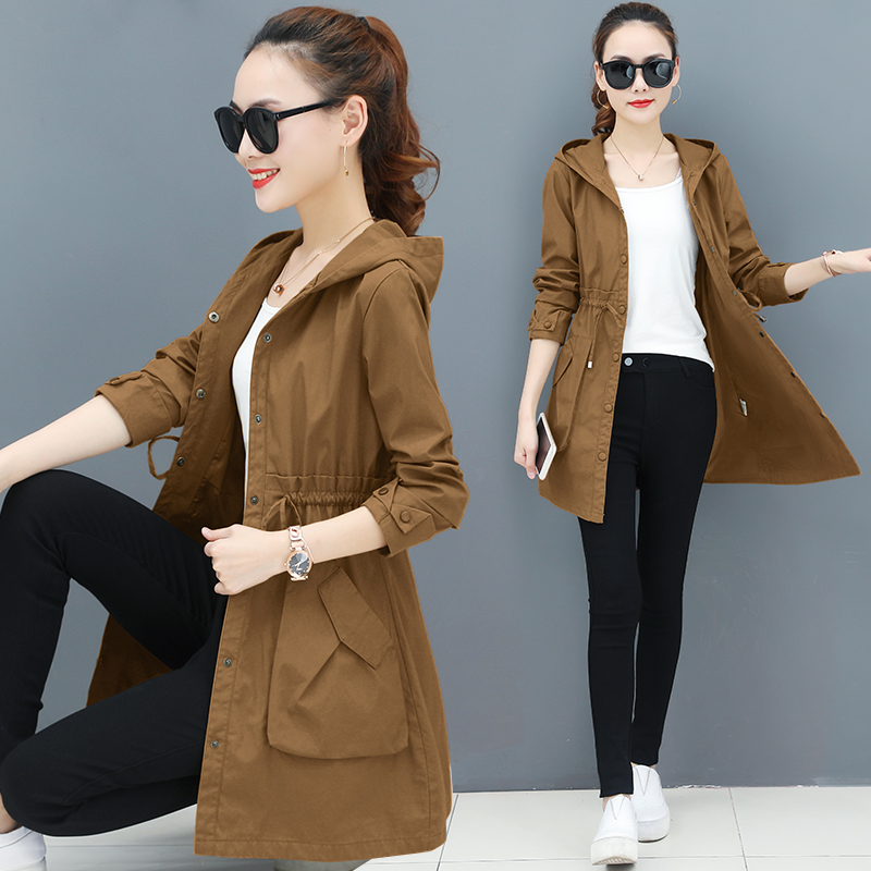 Wind coat woman medium long version spring autumn 2022 new Korean version 100 lap spring dress short subblouse port taste retro small jacket