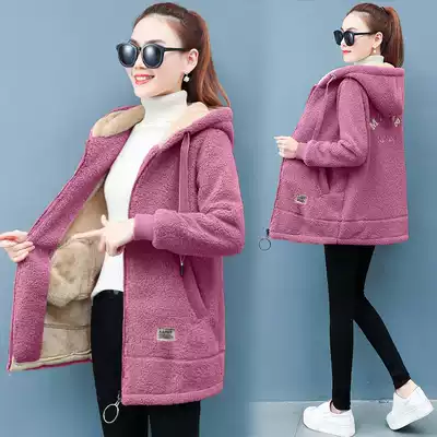 Plus velvet thick cotton T women's 2021 New Tide autumn winter coat Joker cardigan winter imitation lamb wool coat