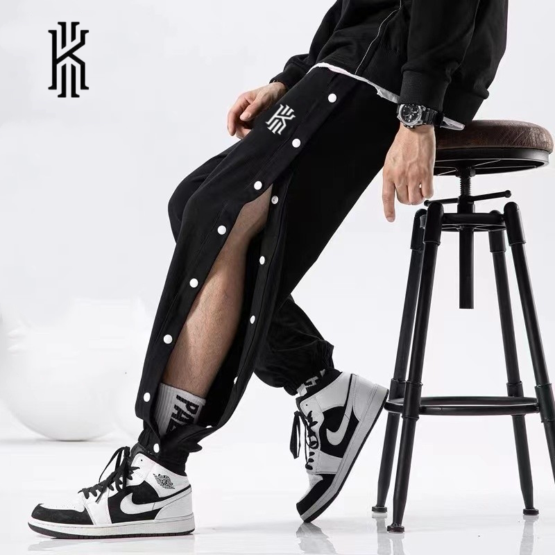 Irving Fearless American Basketball Button-Up Pants Men's Loose Semi-Sports Long Pants Quick-Release Side Full-Button Jogger Pants