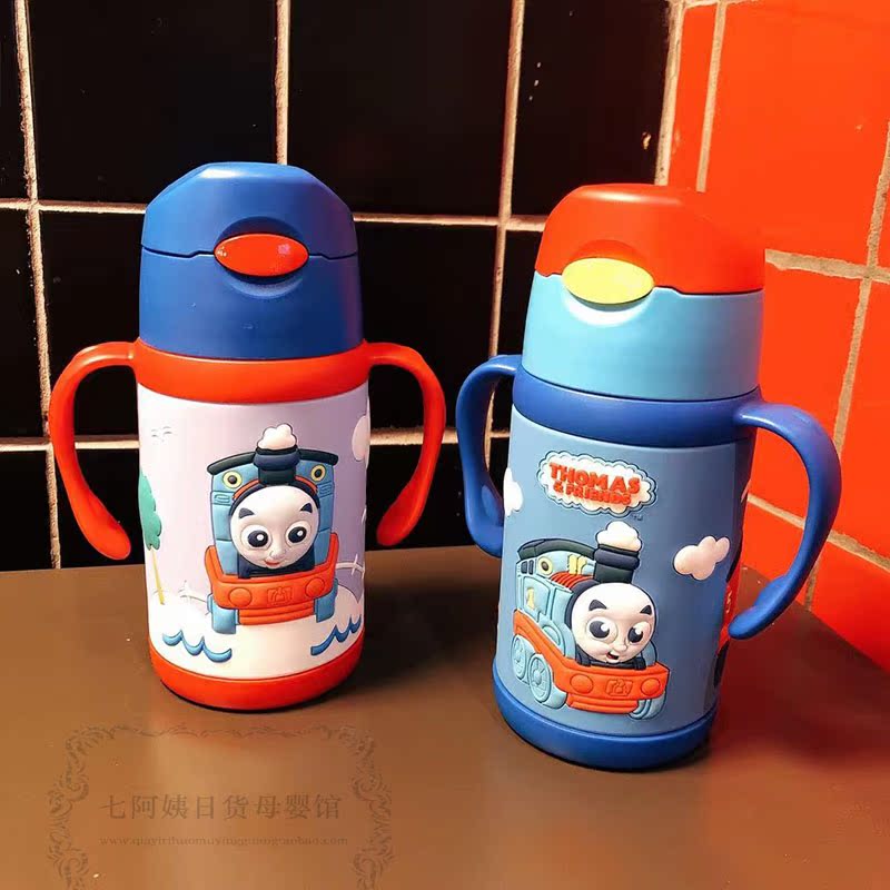 Japan Thomas Children's Insulation Cup with straws for boys and girls with stainless steel kettle leak prevention and choking kettle